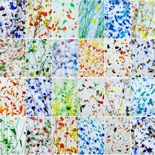 24 Sheets Floral Patterned Stained Glass Sheet Variety Pack 4 X 6 inch Cathedral