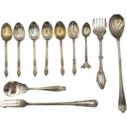 EPNS Nickle Silver Cutlery Set Inc Teaspoons Fork Job Lot Collection 11 Pcs TH3