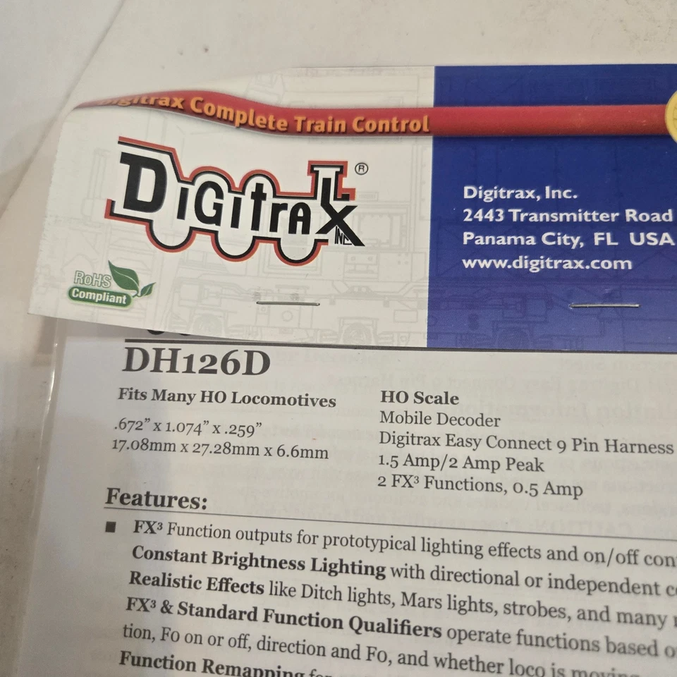 Digitrax DH126D HO DCC Decoder. New. Sealed. - Image 3 of 4