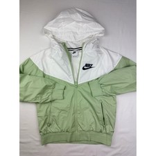 Nike Kids White & Mint Green Colorblock Hooded Windbreaker