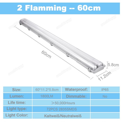 Lampada LED per ambienti umidi lampada per vasca 60/120/150 cm cantina soffitto lampada da officina - Foto 14 di 18