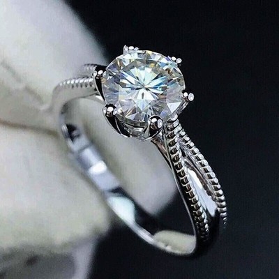 Wedding 2 Ct Round VVS1 Diamond Solitaire Engagement Ring 14K White Gold Finish