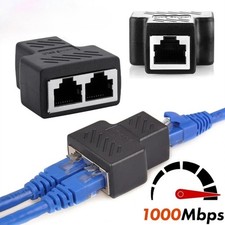 RJ45 Splitter Adapter 1 to 2 Ways Dual Female Port CAT6/5/7 LAN Ethernet Cable
