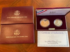 1992 S United States Mint Olympic Two-Coin Proof Set w/Box & COA