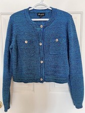 Marled Women Green Blue Metallic Knit Jacket Blazer New with Tags Size M