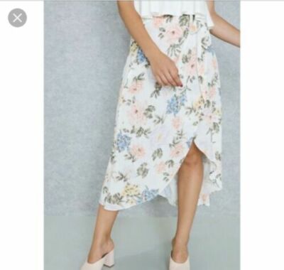 MISS SELFRIDGE FLORAL WRAP MIDI SKIRT US sz NWT