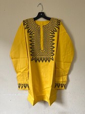 African clothing for men-Embroidered Dashiki M-7X long sleeve Yellow