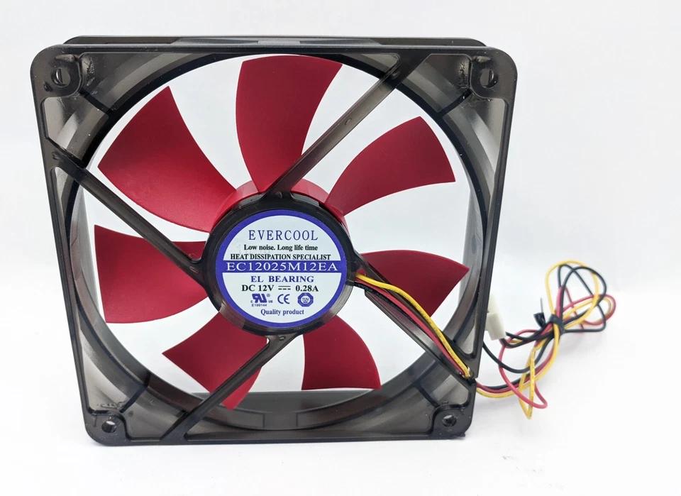 NEW Evercool SFF-12 120mm 3-pin 12V DC Case Fan w/ Spider Anti-Dust Filter - Image 4 of 4