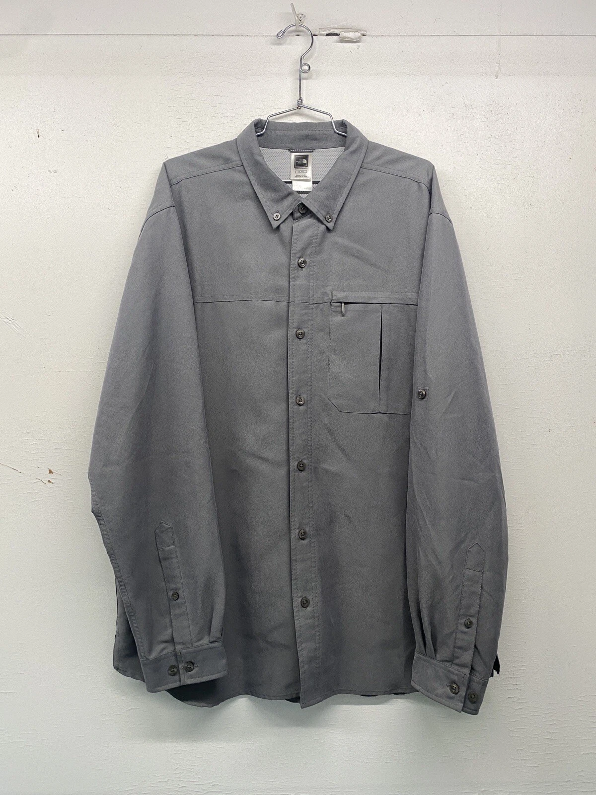 North Face Shirt Mens Size XL Gray Button Down Long Sleeve Modal Blend Outdoors