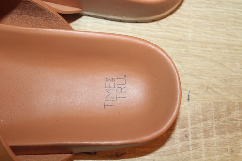 Time and Tru Dress Footbed Slide Sandal Women's Size 11 Brown Straps Buckles - Picture 4 of 6