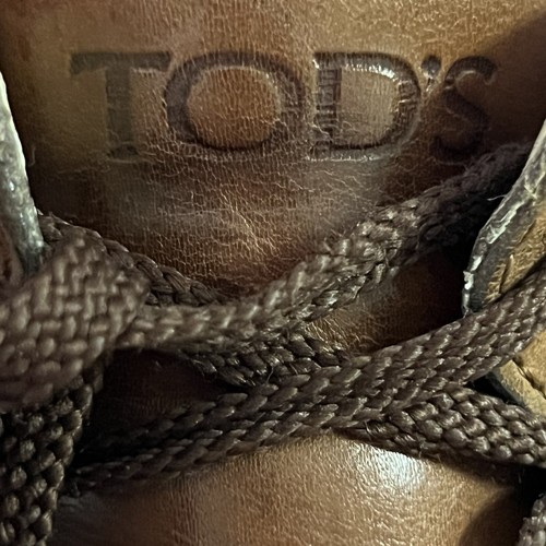 Tods Shoes Mens 11.5 UK / 13 US Brown Leather Casual Lace Up Low Top Sneakers - Picture 23 of 24