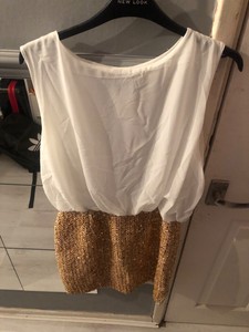 2 in 1 chiffon top sequin skirt bodycon dress