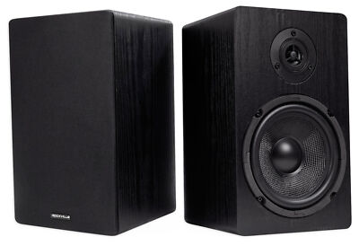 2) Rockville RockShelf 64B 400w Black 6.5'' Home Theater Bookshelf Speakers/4 Ohm