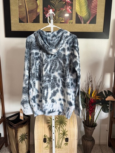 MV Sport NWT Indigo Tie Pouch Pockets V-Notch Women's Hoodie Sweatshirt - Picture 2 of 6