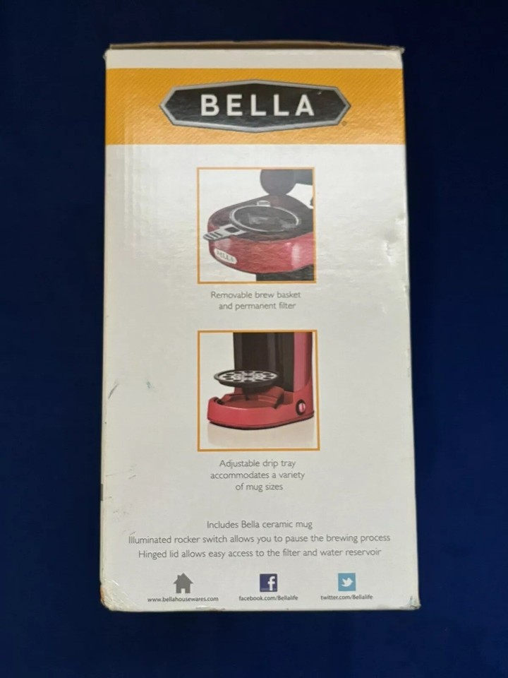 Bella Counter Top Series One Scoop One Cup Coffee Maker (13711) w/ Mug
