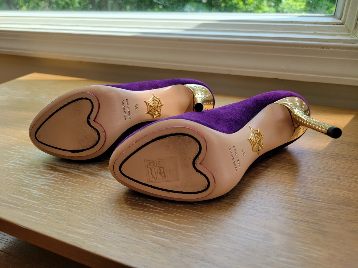 Charlotte Olympia Purple Suede Pisces Zodiac Swarovski Enamel