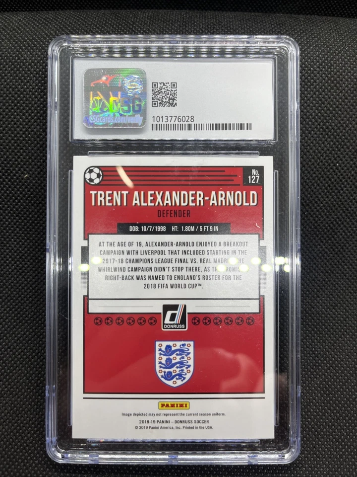 CSG 9.5 Gem Mint 2018-2019 Donruss Trent Alexander Arnold England Liverpool #127 - Image 2 of 2