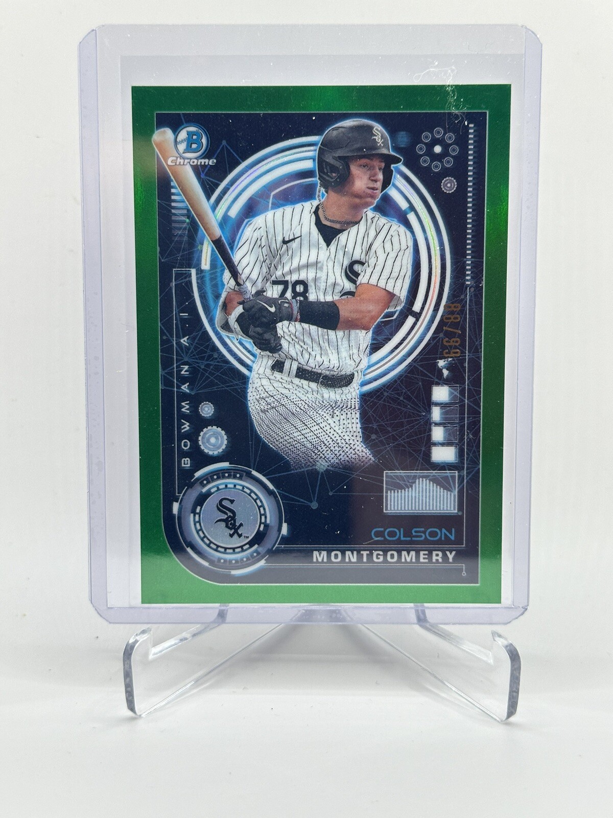2024 BOWMAN COLSON MONTGOMERY CHROME AI GREEN REFRACTOR /99 CHICAGO WHITE SOX