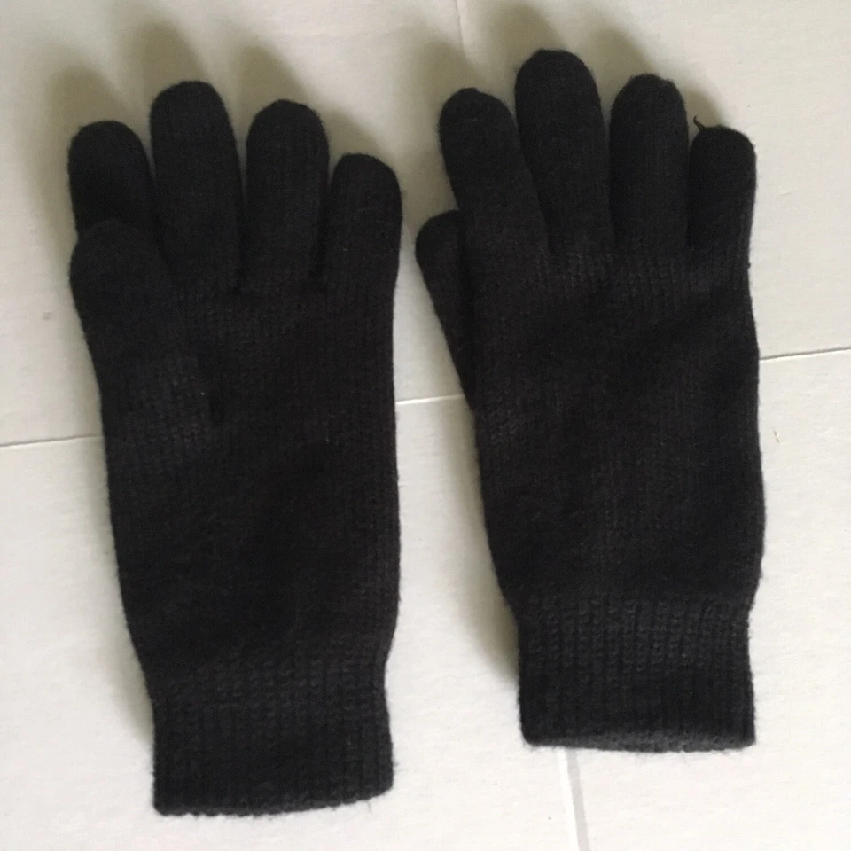 Old Navy Hombres M Negro Tejido Invierno Guantes Forro Suave Granero Guantes Cálidos Elásticos  Foto 2 de 4