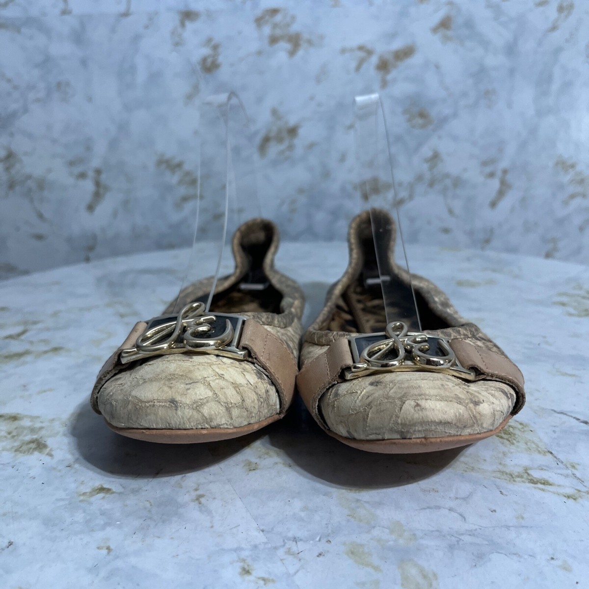 Sam Edelman Felicia Women's Size 7.5M Shoes Beige Leather Fashion Ballet Flats View 2