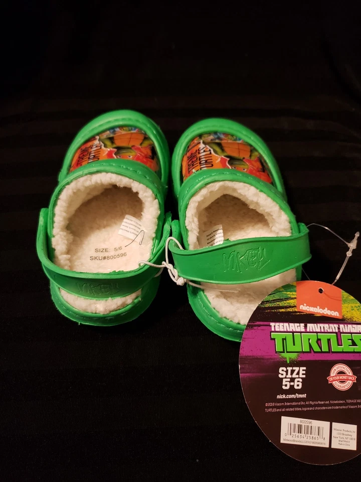 Nickelodeon TMNT 忍者神龟木屐带毛皮幼儿尺寸 5/6 — 第 2/4 张图片