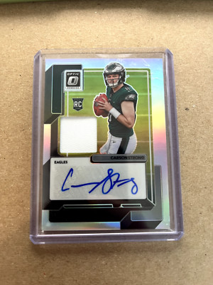2022 DONRUSS OPTIC PRIZM RPA ROOKIE CARSON STRONG PATCH HOLO RC AUTO /49