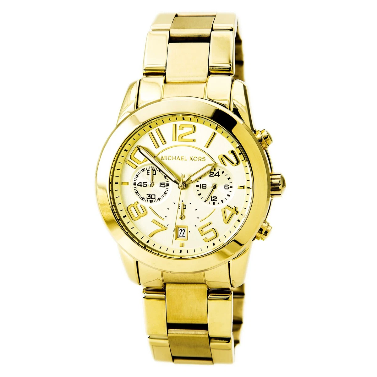 Michael Kors Women s Mercer Watch Chronograph Yellow Gold Steel Bracelet MK5726