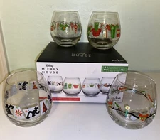 Disney Joyjolt Mickey Mouse Joy Oh Joy Christmas Set of 4 Drinking Glasses