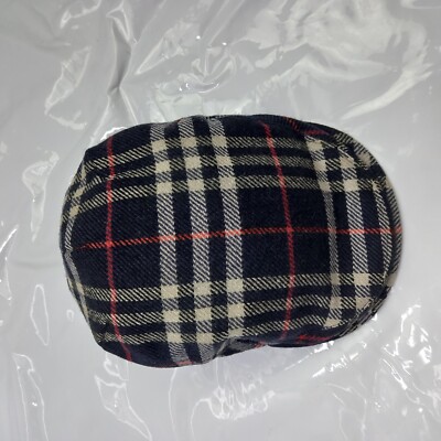 Vintage Burberry Hunting Hat Cap Beret Nova Check Blue 100  display picture 2