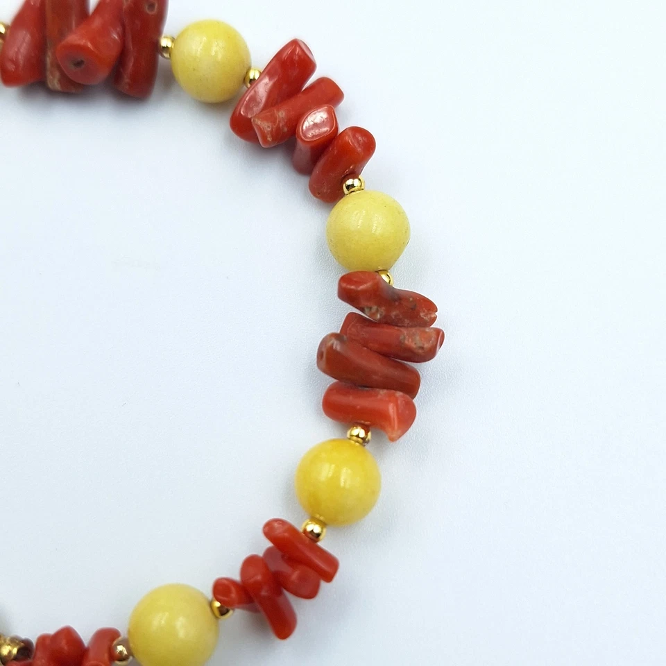 Bracciale Donna Di Corallo Rosso Ambra Argento 925 Dorato Vittoriano Romano - Immagine 3 di 4