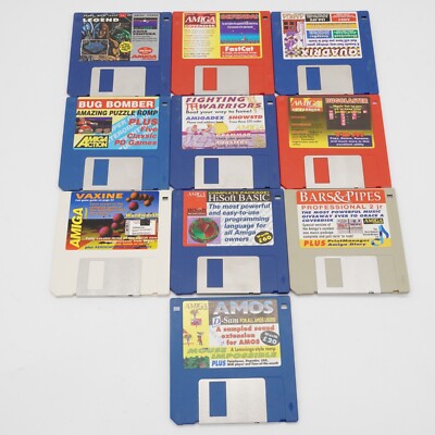Lot of 10  Amiga Games/Software 3.5'' Floppy Disks Games Commodore Cover Disk