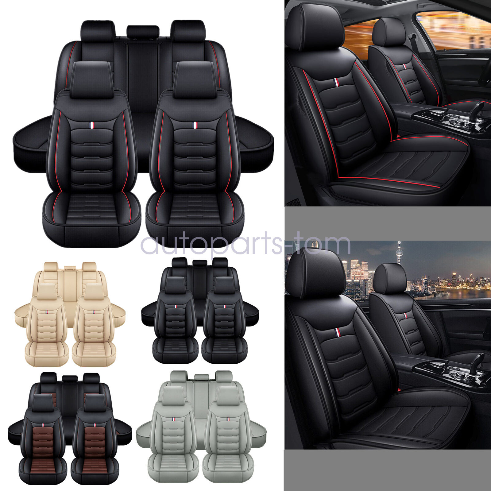 5-Seat Deluxe Leather Car Seat Cover Set for Acura Front & Rear Protection  -image