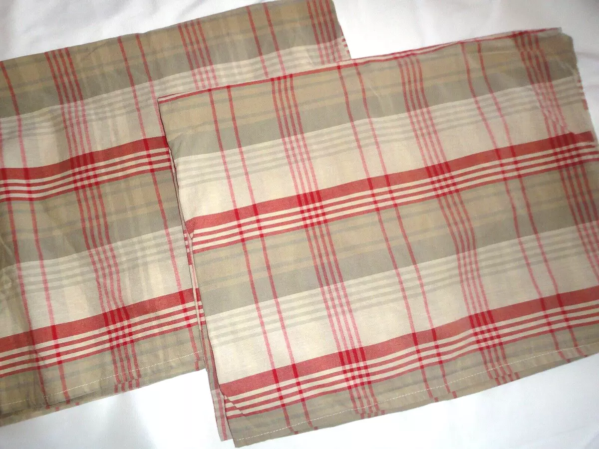 Plaid Kitchen Towels Taupe & White