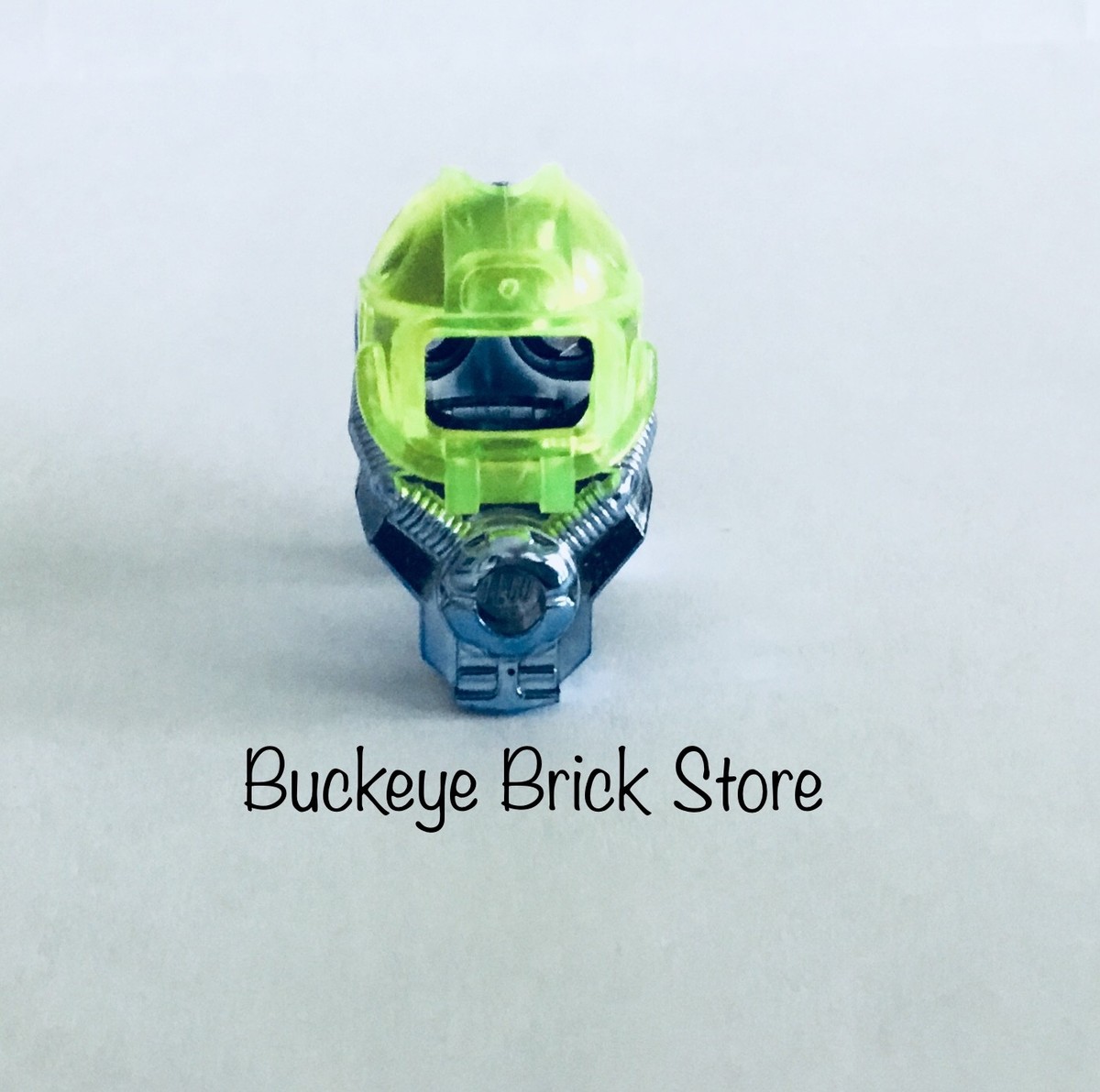 Lego Lot - 2 Minifig BLUE Chrome Helmets With Neon Green Visor