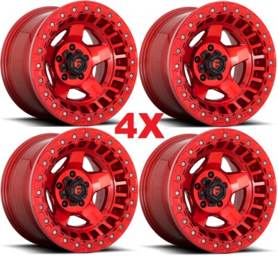 17X9 Beadlock 6x139.7 6x5.5 Wheels Fuel -15mm Red Rims True Real Bead KMC Method