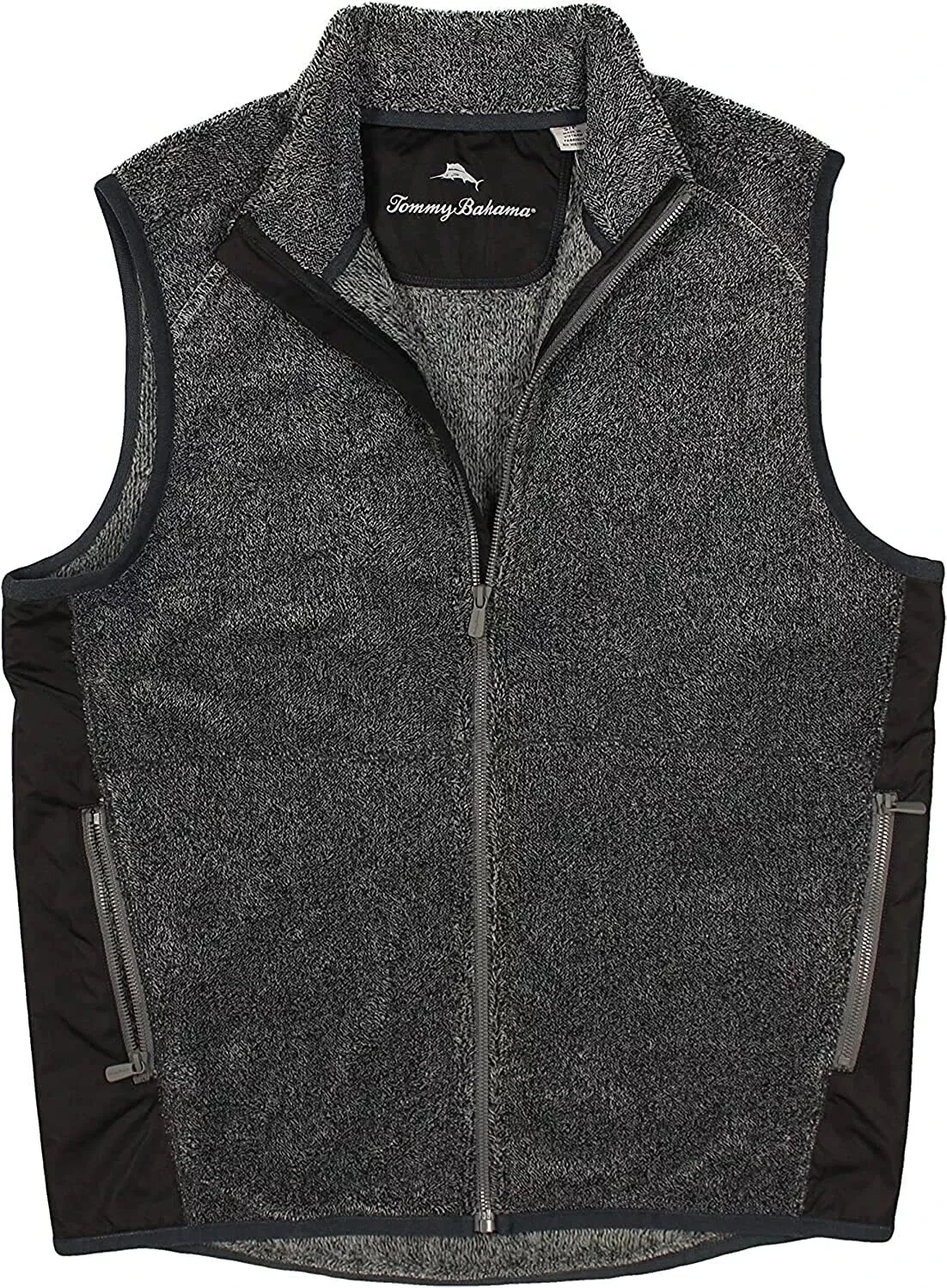Tommy Bahama Men's Big & Tall 3XB Coal Cascade Cozy Plush Full Zip Vest Pockets