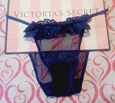 Victoria's Secret DREAM ANGELS Eyelet Lace String Bikini BLUE Large NWT 