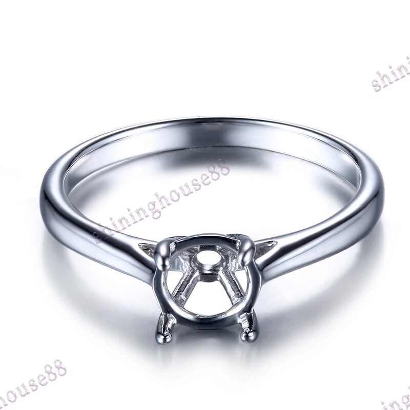 Engagement Wedding 6-7mm Semi Mount Round Cut Elegant Ring Sterling Silver 925