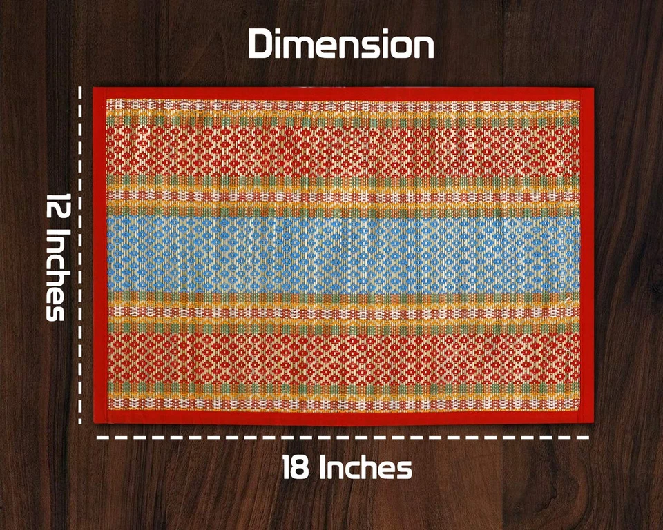 River Grass Heat Resistant Dinner Placemats for Dining Table, Red, 12x18 Inches - Image 3 of 4