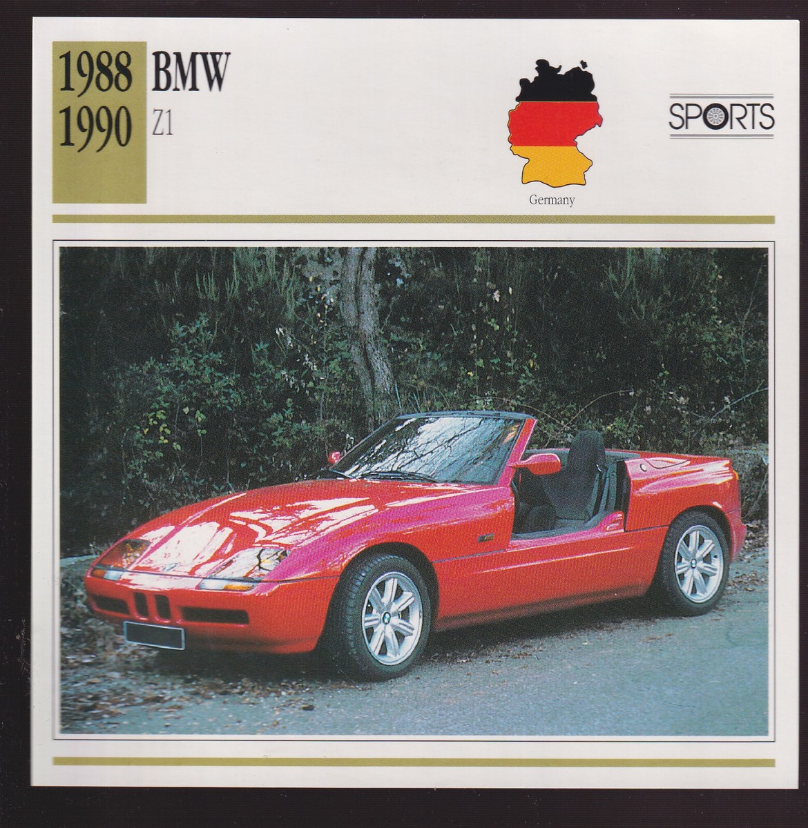 1988 1989 1990 BMW Z1 Z-1 German Car Photo Spec Sheet Info ATLAS
