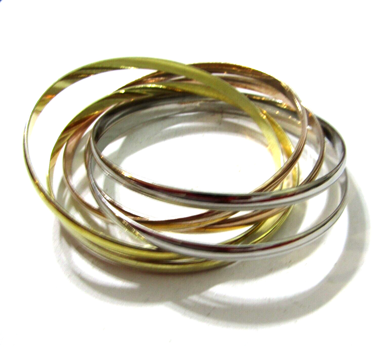 6 Rings Tricolor Interlocking Bangle Bracelet 5mm… - image 1