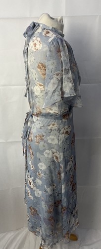 Vila Women's Blue Floral Midi Dress Size S Short Sleeve Chiffon - Picture 5 of 12