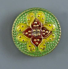 LARGE HANDPAINTED CZECH GLASS BUTTON