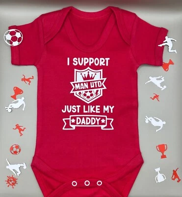 Manchester United FC Personalised Baby Football Vest Babygrow Bodysuit FREE P&P