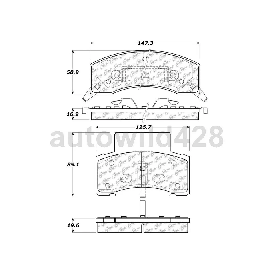 Juego de pastillas de freno y rotores delanteros Centric para Dodge Ram 2500 1994 1995 1996 1997 Foto 2 de 4
