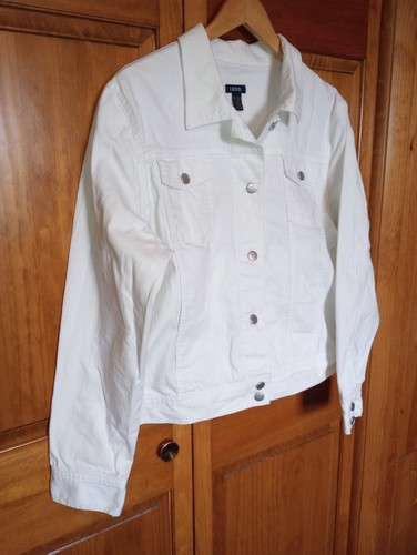 NWOT White Denim Mens XL Trucker Jacket by IZOD Cotton blend IRL measures below - Picture 10 of 24