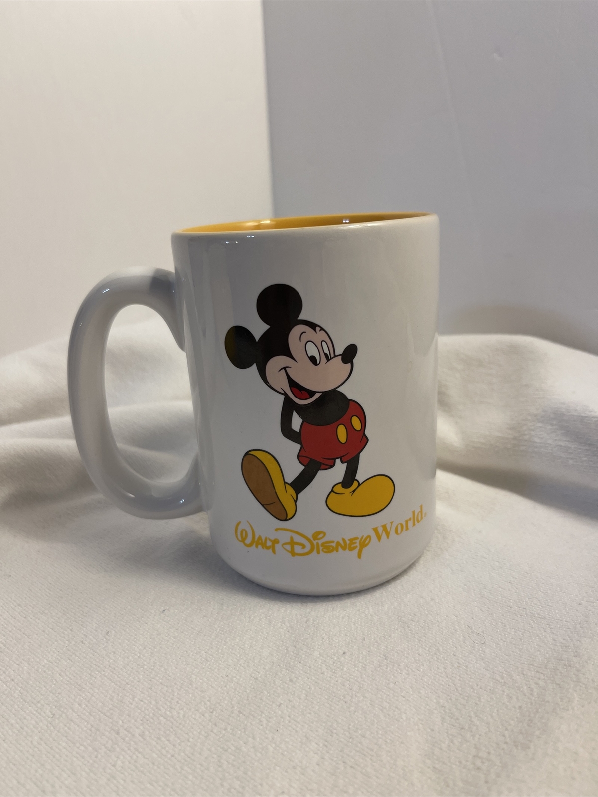 Walt Disney World Mickey Mouse Coffee Mug Yellow Inside Thailand Vintage