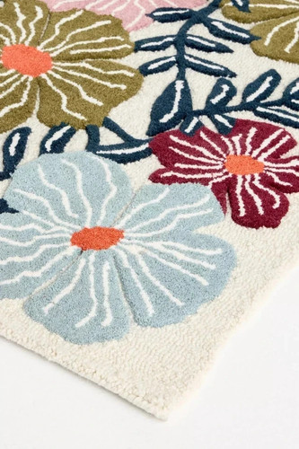 Hand Tufted Wool Floral Rug Colorful Modern Botanical Carpet for Living - Picture 3 of 3