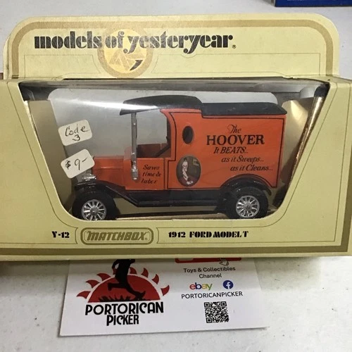 MATCHBOX MODELS OF YESTERYEAR Y12 ORANGE HOOVER 1912 FORD MODEL T 1/43 MOY MIB