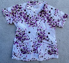 UA Scrubs -Zip Up White W/Colorful Bubbles Scrubs - Size Medium  Pockets